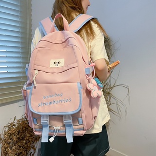 【พร้อมส่ง】กระเป๋านักเรียน กระเป๋าเป้สะพายหลัง ความจุขนาดใหญ่ สไตล์เกาหลี สําหรับผู้หญิง