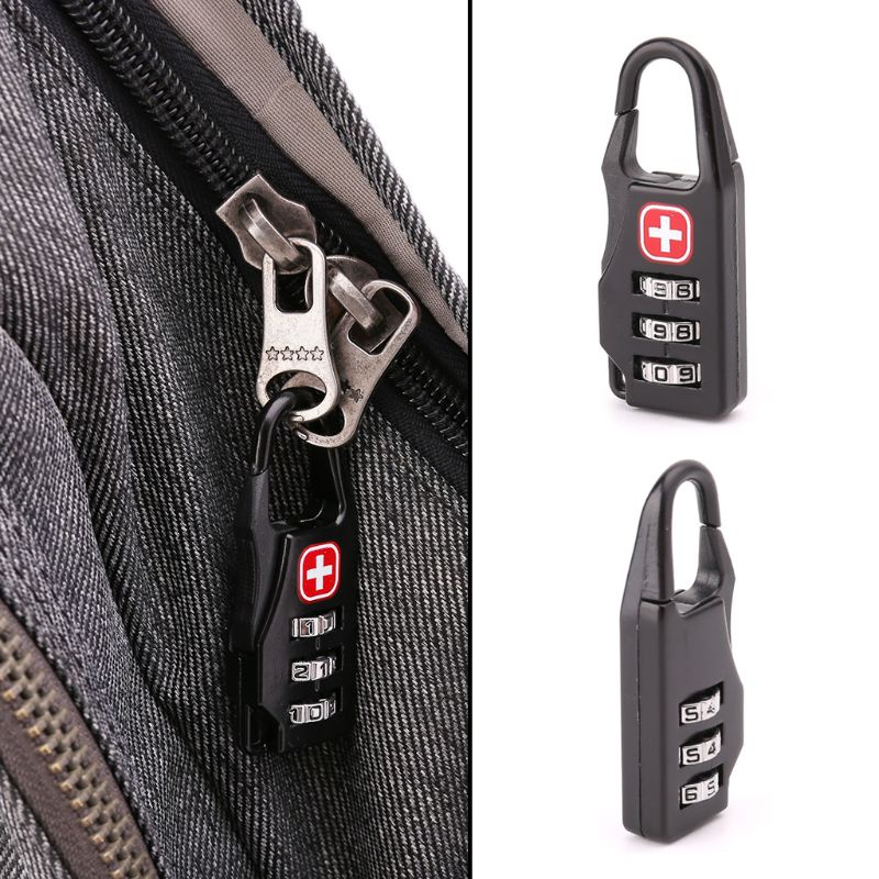 ภาพหน้าปกสินค้าDark Swiss Cross Symbol Combination Safe Code Mini Padlock Luggage Travel Number Lock จากร้าน darkide.th บน Shopee