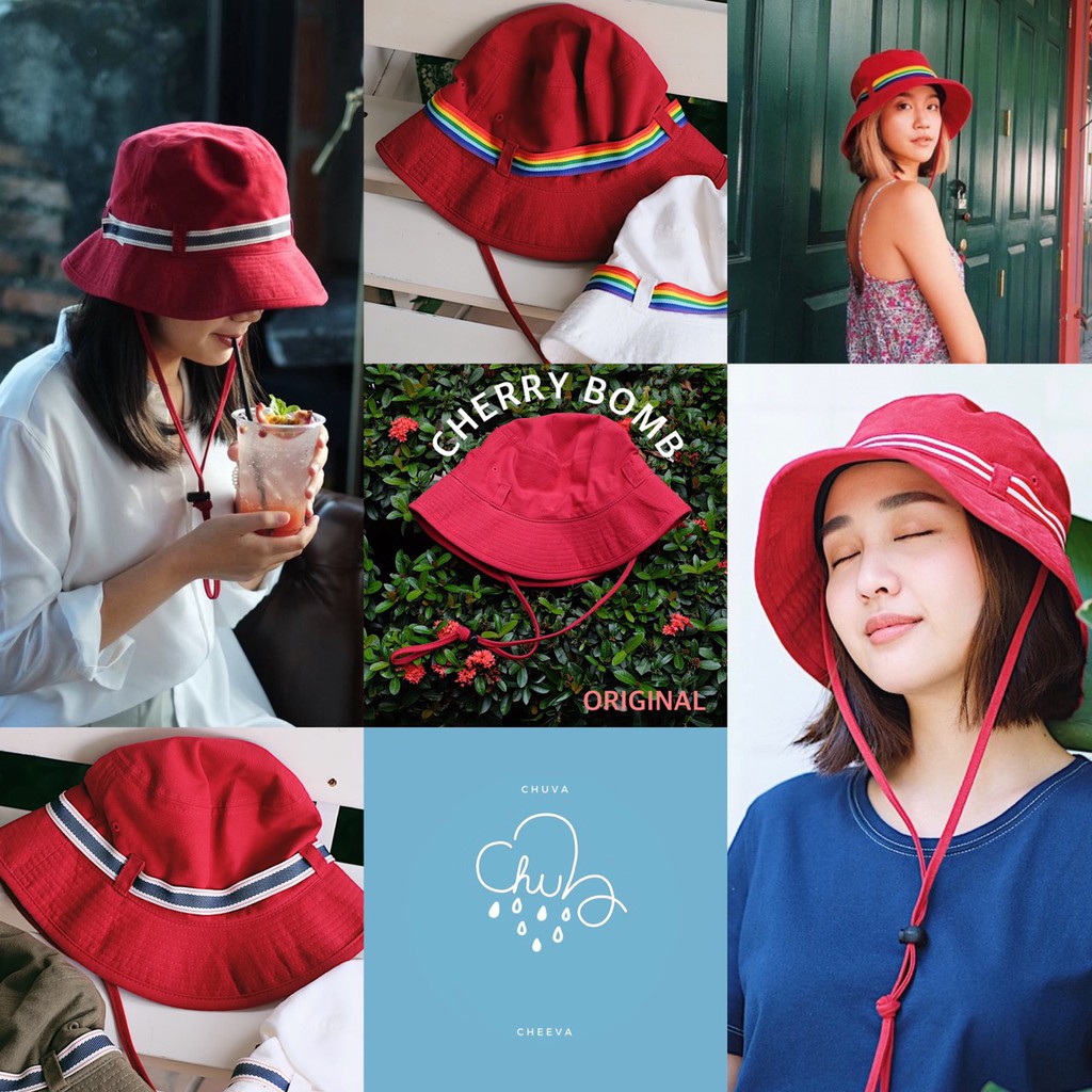 chuva-bucket-hat-original-สีแดง