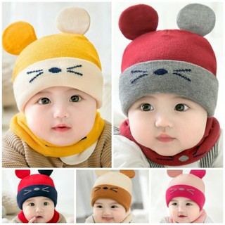 สินค้า หมวกเด็กฤดูหนาว 0-12 เดือนเด็กผู้ชายและเด็กผู้หญิงหมวกไหมพรมอบอุ่นน่ารัก