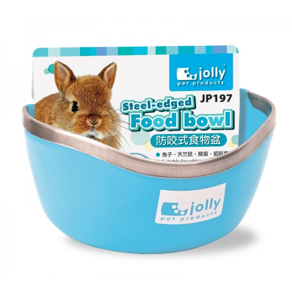 ภาพหน้าปกสินค้าJolly ชามอาหาร สำหรับกระต่าย หนูแกสบี้ ชินชิล่า เฟอเรท อย่างดีขอบเหล็ก (สีฟ้า) (JP197)