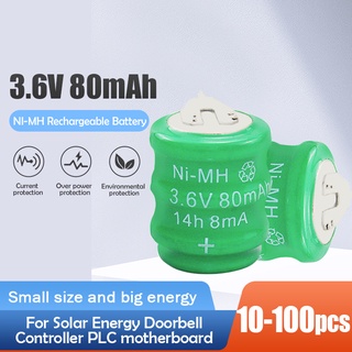 3.6V 80mAh NI-MH Ni MH Rechargable Battery Button Cell With Solder Pins For Doorbell PLC Motherboard Solar Energy LED La