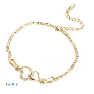 Fancy กําไลข้อมือโซ่ เงิน 925 ประดับเพทายคริสตัล สีทอง เครื่องประดับ สําหรับผู้หญิง งานแต่งงาน