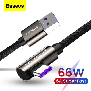 Baseus 66W Led Usb To Type C สายชาร์จเร็ว 90 องศา