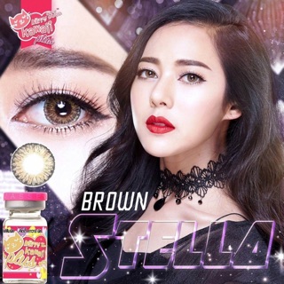 Stella brown Kitty Kawaii / mini Stella Brown บิ๊กอาย บิ๊กอาย โทนเซ็กซี่ ค่าอมน้ำสูง ค่าสายตา แฟชั่น Contact Lens Bigeye