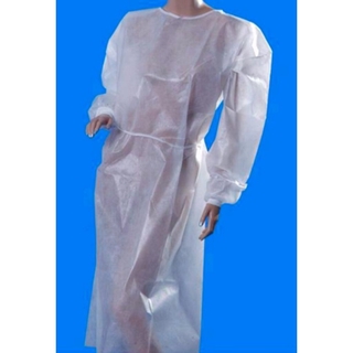 เสื้อกาวน์สำหรับคลีนิค ห้องปฎิบัติการ Isolation Gown Laminated 35g สีขาว