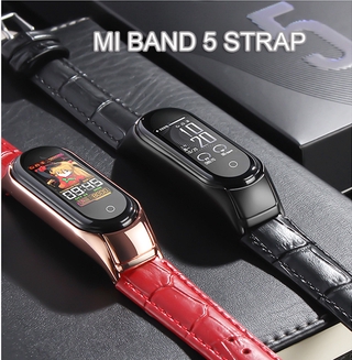 ภาพหน้าปกสินค้าสายนาฬิกาข้อมือหนังหรูหราสําหรับ Xiaomi Mi Band 5 ที่เกี่ยวข้อง
