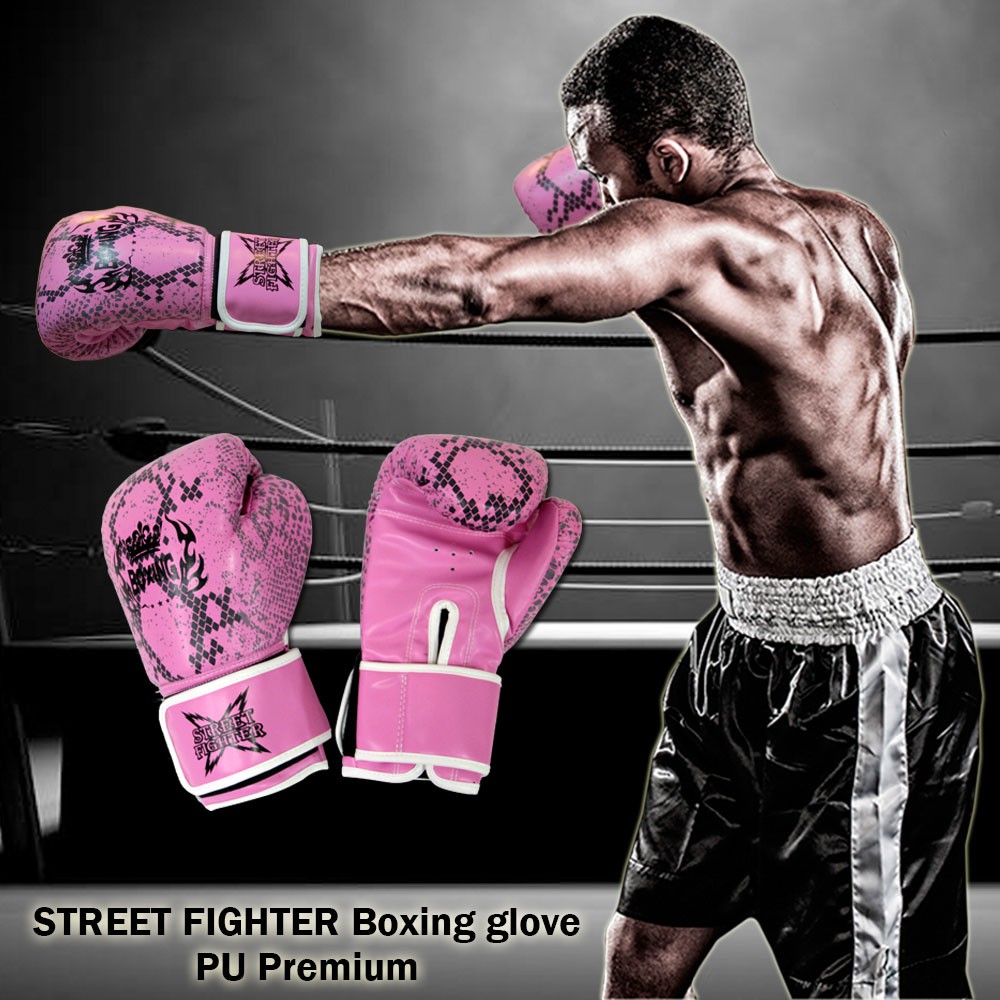 ภาพหน้าปกสินค้าSTREET FIGHTER Boxing glove PU Premium นวม นวมชกมวย นวมมวย นวมต่อยมวย 8 ออนซ์ จากร้าน imusicextra บน Shopee