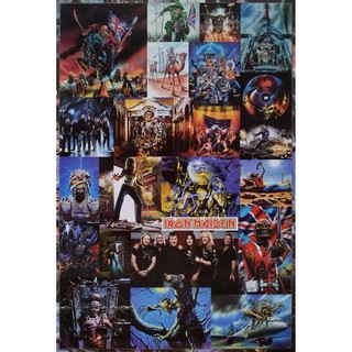 โปสเตอร์ รูปวาด วง ดนตรี เฮฟวีเมทัล IRON MAIDEN MIX COVER POSTER 24”x35” Inch English Heavy Metal