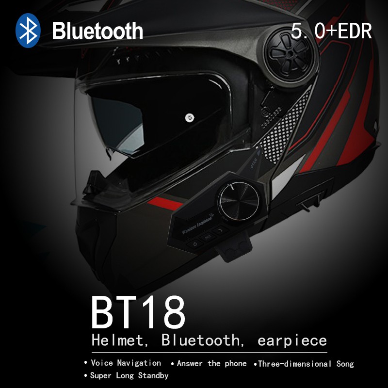 helmetบลูทูธ-หมวกกันน็อค-bluetooth5-0-edr-bt18บลูทู-ธ-หูฟังไมโครโฟนหมวกกันน็อคจักรยานหูฟังแฮนด์ฟรีลำโพงโทรควบคุม-bt18