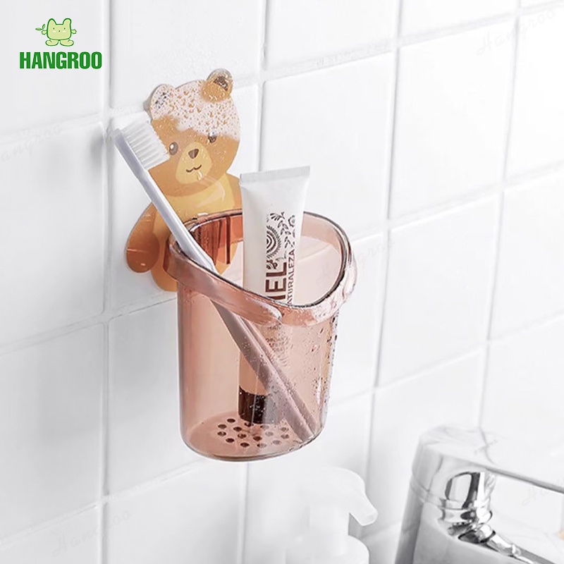 ภาพสินค้าHANGROO I012 ที่วางแปรงสีฟัน หมีน้อย ที่วางยาสีฟัน ชั้นวางของในห้องน้ำติดผนัง กล่องเก็บอุปกรณ์อาบน้ำ จากร้าน hangroo บน Shopee ภาพที่ 5