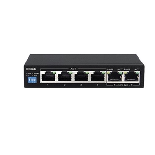 SWITCH (สวิตซ์) D-LINK 6 PORTS DES-F1006P-E - 250M 10/100 SWITCH WITH 4 POE PORTS AND 2 UPLINK PORTS