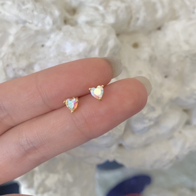 ต่างหู-rainbow-heart-earrings