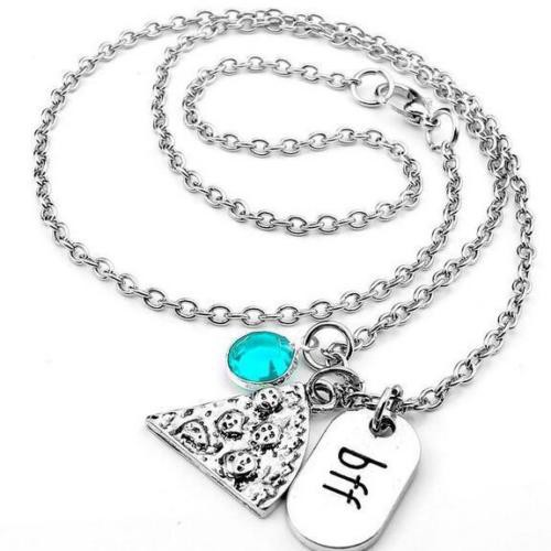 Cute Pizza Slice Necklace Colored Rhinestones BFF Pendant For Friendship Gift Shopee Thailand