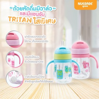 ถ้วยหัดดื่มมีวาล์ว Tritan ขวดใสพิเศษ เหมาะสำหรับเด็กหัดดื่ม(Nuebabe)