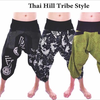 กางเกงซามูไร ชาวเขา กางเกงผ้าฝ้าย ขายาว 5ส่วน ทรงปล่อย  เอวกางเกงฟรีไซด์ขยายถึง46นิ้ว มีกระเป๋า 2ข้าง