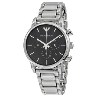 นาฬิกาข้อมือผู้ชาย Emporio Armani Chronograph Black Dial Stainless Steel Mens Watch AR1853