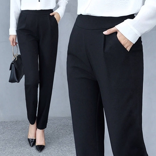 กางเกงขายาวเอวสูง ชนิดผ้ายืด สำหรับผู้หญิง
