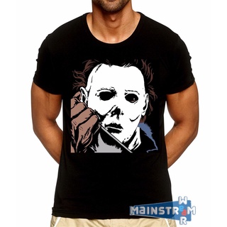 เสื้อยืดโอเวอร์ไซส์ขายดี 2019 เสื้อยืดลําลองแฟชั่น แขนสั้น พิมพ์ลาย MICHAEL MYERS HALLOWEEN MASK HADDONFIELD HORROR VILL