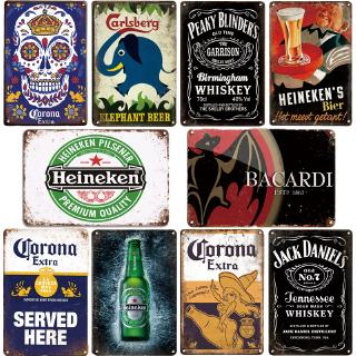 2020 Corona Bacardi Vintage Beer Metal Plaque Sign Bar Home Wall Decor Signs Retro Metal Poster Tin Sign Man Cave Pub Kitchen Plates