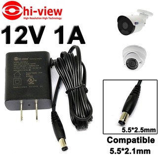 อะแดปเตอร์ 12V 1A 1000mA US Plug 5.5x2.5mm(compatible 5.5x2.1mm) AC to DC Power Adapter for CCTV , LED Strip