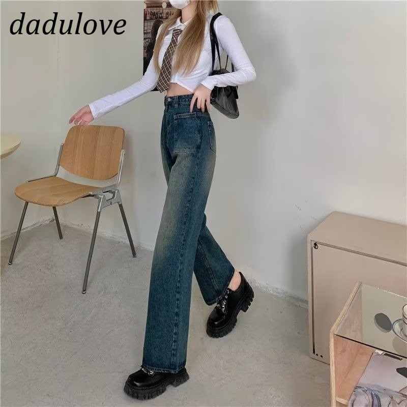 dadulove-new-korean-version-retro-womens-high-waist-jeans-loose-niche-wide-leg-pants-fashion-womens-clothing