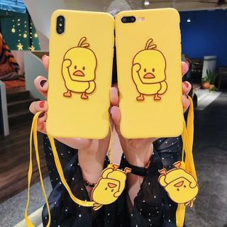 Samsung Galaxy A10 A20 A30 A40 A50 A60 A70 Note 5 J6 A6 Plus J8 A7 A9 2018 M10 M20 M30 S7 J2 Yellow Duck Soft Strap Case