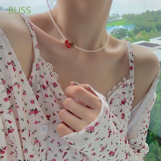 Bliss สร้อยคอลูกปัดไข่มุกจี้เชอร์รี่