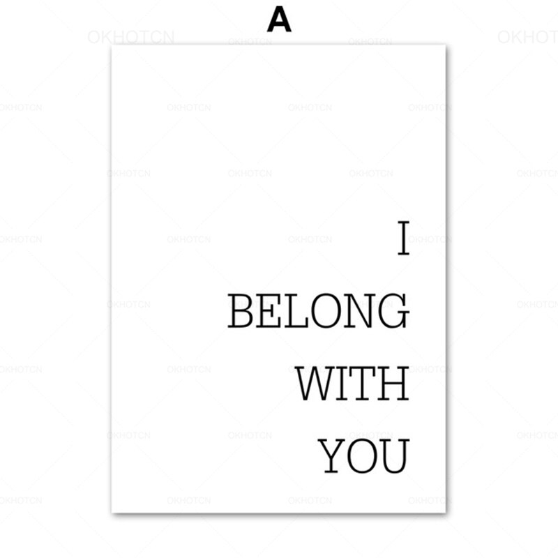 ภาพวาดผ้าใบพิมพ์ลายตัวอักษร-i-belong-with-you-belong-with-me-สําหรับตกแต่งบ้าน