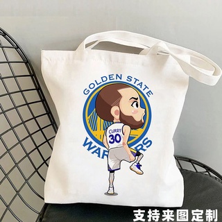 กระเป๋าสะพายไหล่ ผ้าแคนวาส ลายบาสเก็ตบอล NBA Stephen Curry