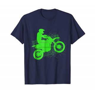 [S-5XL] ใหม่ เสื้อยืดลําลอง สําหรับผู้ชาย แขนสั้น คอกลม พิมพ์ลาย Dirt Bike Rider Tire Tracks Neon Green Youth สไตล์คลาสิ