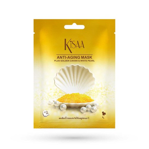 kisaa-anti-aging-mask-plus-golden-caviar-amp-white-pearl-มาส์กแผ่น-25g