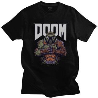 เสื้อยืดโอเวอร์ไซส์เสื้อยืดแขนสั้นผ้าฝ้ายพิมพ์ลายหัวกะโหลก Doom Eternal สําหรับผู้ชายS-4XL