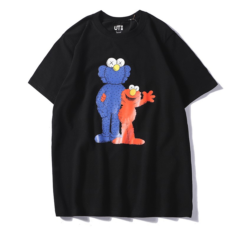 sesame-street-x-kawsx-uniqlo-เสื้อยืดลําลองสําหรับผู้ชายผู้หญิงแขนสั้นพิมพ์ลาย-danliuwenzhoujielun