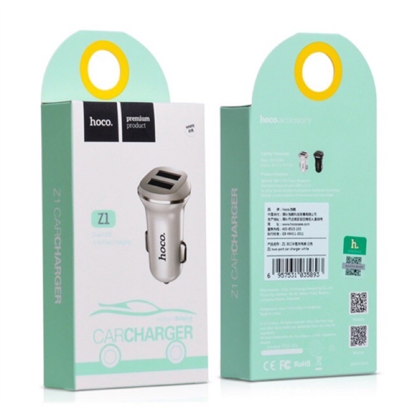 hoco-รุ่น-z1-หัวชาร์จ-usb-ในรถยนต์-dual-usb-กระแสไฟสูงสุด-2-1a