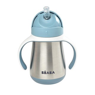 สินค้า BEABA กระติกน้ำหัดดื่มสแตนเลส Stainless Steel Straw Cup with Handles 250ml - Windy Blue
