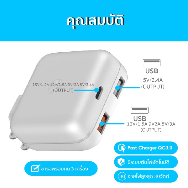 eloop-ที่ชาร์จ-หัวชาร์จเร็ว-รุ่น-c2-quick-charge-qc-3-0-pd-20w-charger-adaptor
