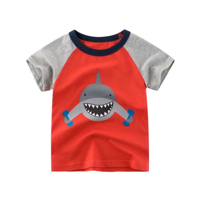 สินค้าพร้อมส่ง-เสื้อผ้าเด็ก-เสื้อยืดแขนสั้นลายเบบี้ชาร์ค-baby-shark