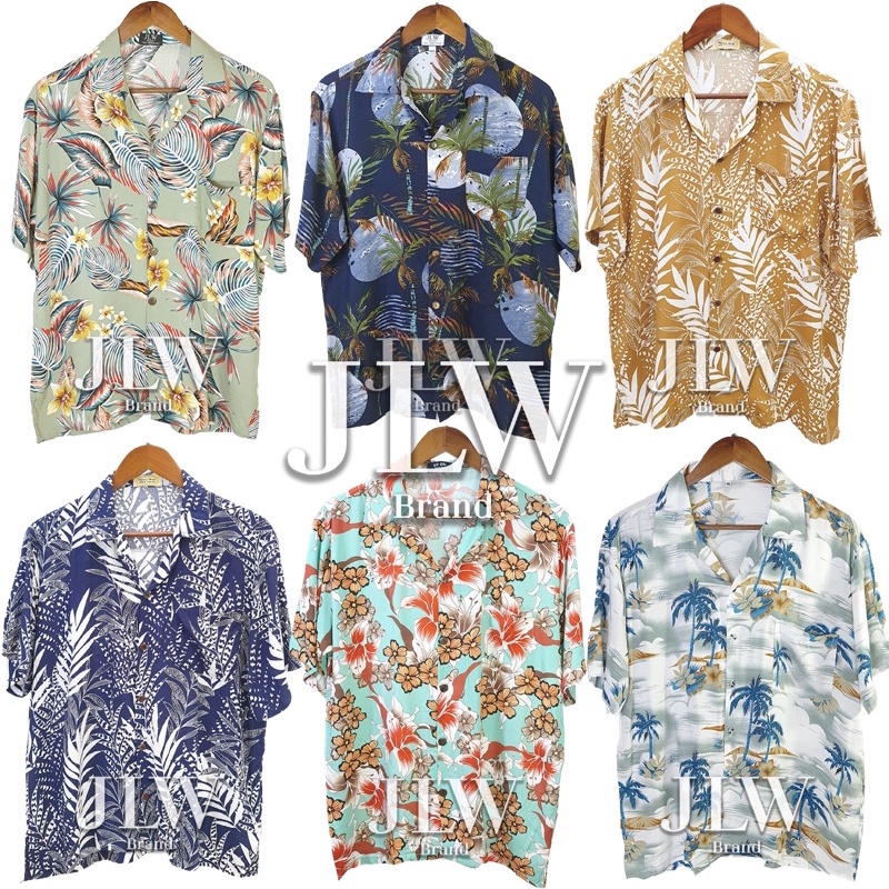 รูปภาพสินค้าแรกของเสื้อฮาวาย hawaii เสื้อไปทะเล เชิ้ตเกาหลี ผ้านิ่ม ฟรีไซส์ ขนาดเสื้ออก42-44"