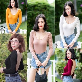 🔥aimorn_shop🔥แซ่บมากกกก Body Suit (บอดี้สูท) แขนยาว เนื้อผ้าเรย่อน ยืดได้เยอะใส่เข้ารูปเลย