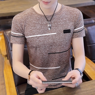ฤดูร้อนแขนสั้นTชายเสื้อเกาหลีสลิมวัยรุ่นส่วนบางเสื้อสวมหัวแขนสั้นเสื้อลำลองน้ำเสื้อป่า