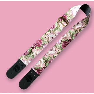 Pink Blue Flora Guitar Strap