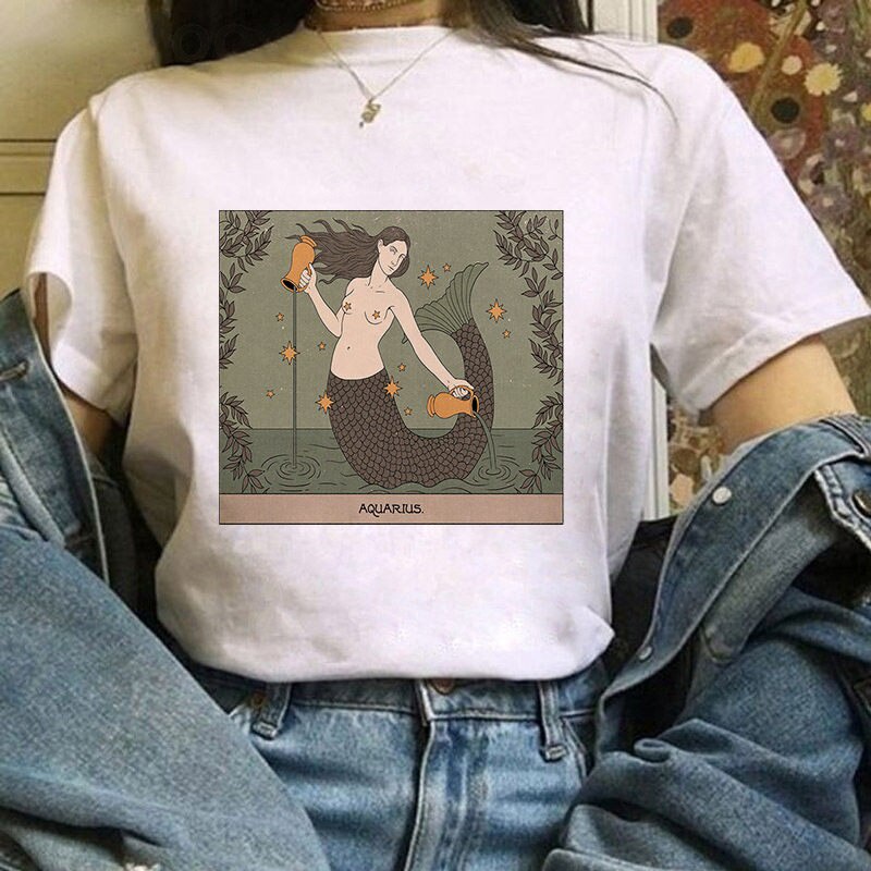 เสื้อวินเทจผญ-แมวไพ่ทาโรต์oversizeวินเทจการ์ตูนteesคาวาอี้กราฟิกนุ่มผ้าฝ้ายน่ารักทอง