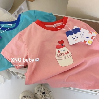 [Babycat] พร้อมส่ง เสื้อยืดแขนสั้น ผ้าฝ้ายแท้ 100% พิมพ์ลายการ์ตูน สไตล์เกาหลี ญี่ปุ่น สีชมพู แฟชั่นฤดูร้อน สําหรับเด็กผู้ชาย ผู้หญิง