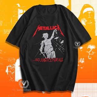 เสื้อยืด พิมพ์ลาย Metallica And Justice Band สไตล์ร็อค สําหรับผู้หญิง 8246