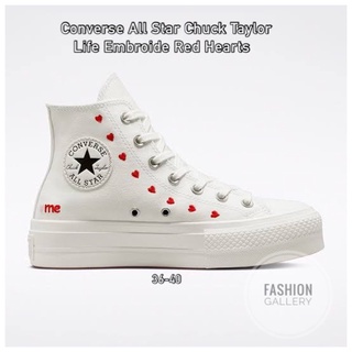 Converse Chuck Taylor All Star Lift Embroiered Hearts รองเท้าผ้าใบสุดชิค น่ารัก งานมินิมอล สินค้าพร้อมจัดส่ง