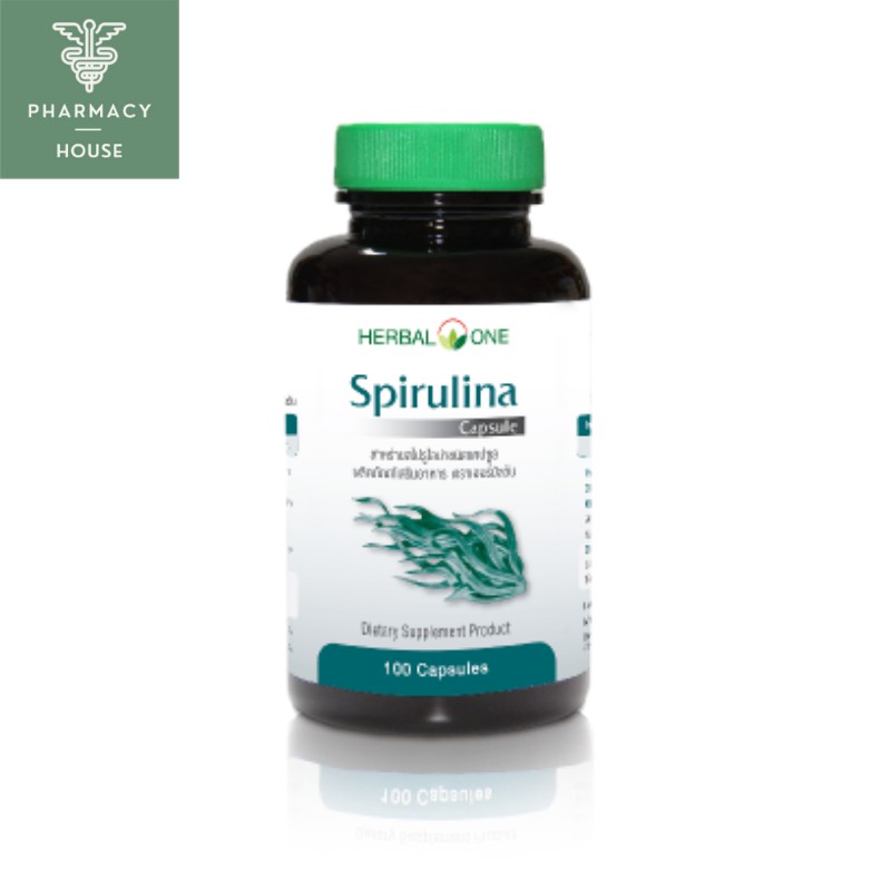 ภาพหน้าปกสินค้าHerbal one spirulina 100 capsules สไปรูไลน่า จากร้าน pharmacyhouse บน Shopee