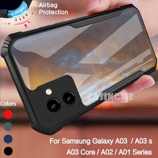 เคสโทรศัพท์มือถือ ป้องกันกระแทก สีโปร่งใส สําหรับ Samsung Galaxy A03 A03S A02 A01 A 03 A02S 01 Core 4G 5G