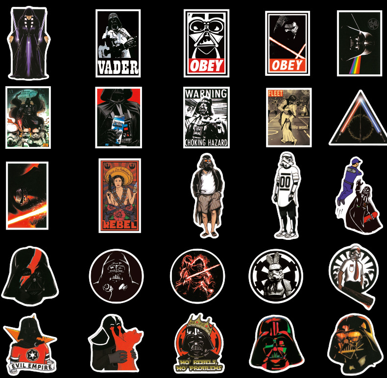 สติ๊กเกอร์พีวีซี-star-wars-darth-vader-stormtrooper-กันน้ํา-100-ชิ้น