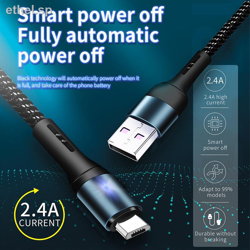 สายชาร์จเร็วmicro-usb-android-สายชาร์จsamsung-huawei-realme-สายชาร์จเร็ว-2-4aยาว1เมตร-2เมตร-fast-charging-cable-with-le